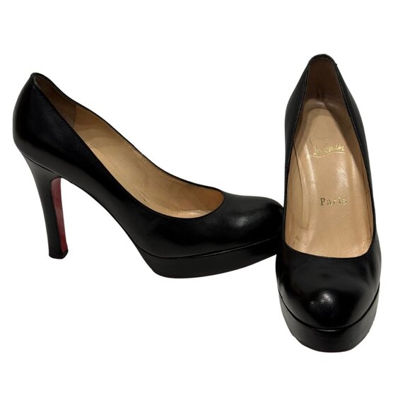 Christian Louboutin black patent Round Toe platform pump 6.5/36.5 - Picture 4 of 5